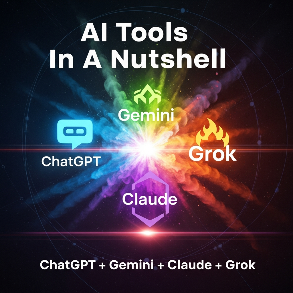 AI Tools In A Nutshell: ChatGPT + Gemini + Claude +&nbsp;Grok
